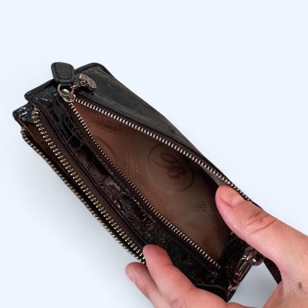 Vintage croc embossed black leather cardholder by Brighton - Picture 5 of 6